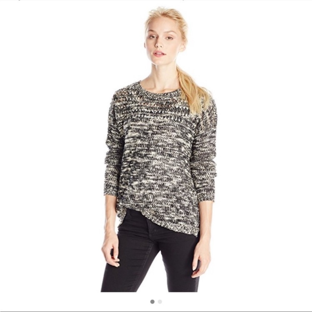 JACK by BB Dakota black white and gold Marion Drop Needle Sweater